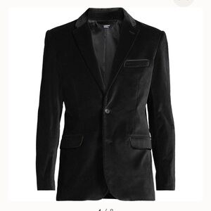 Black velvet slim fit large blazer.